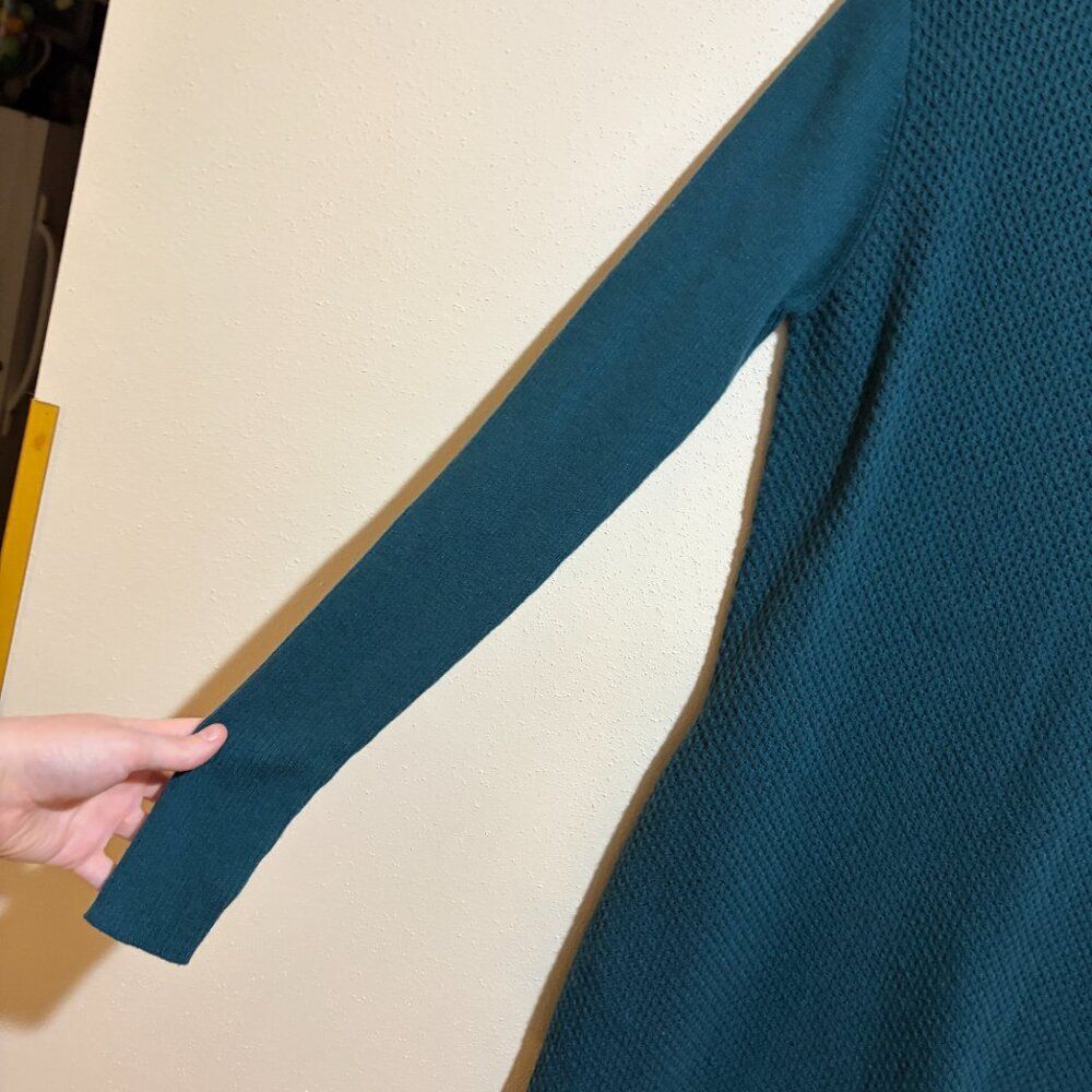 Title Nine Size S Small Woolicious Waffle Sweater Dress Dark Teal Blue - Picture 6 of 13